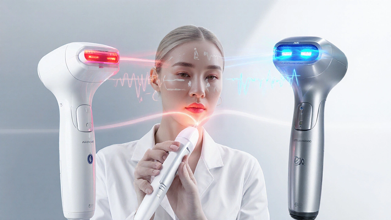 В клинике три устройства для удаления брылей: лазер, радиочастотный и IPL‑аппарат, в работе косметолога.