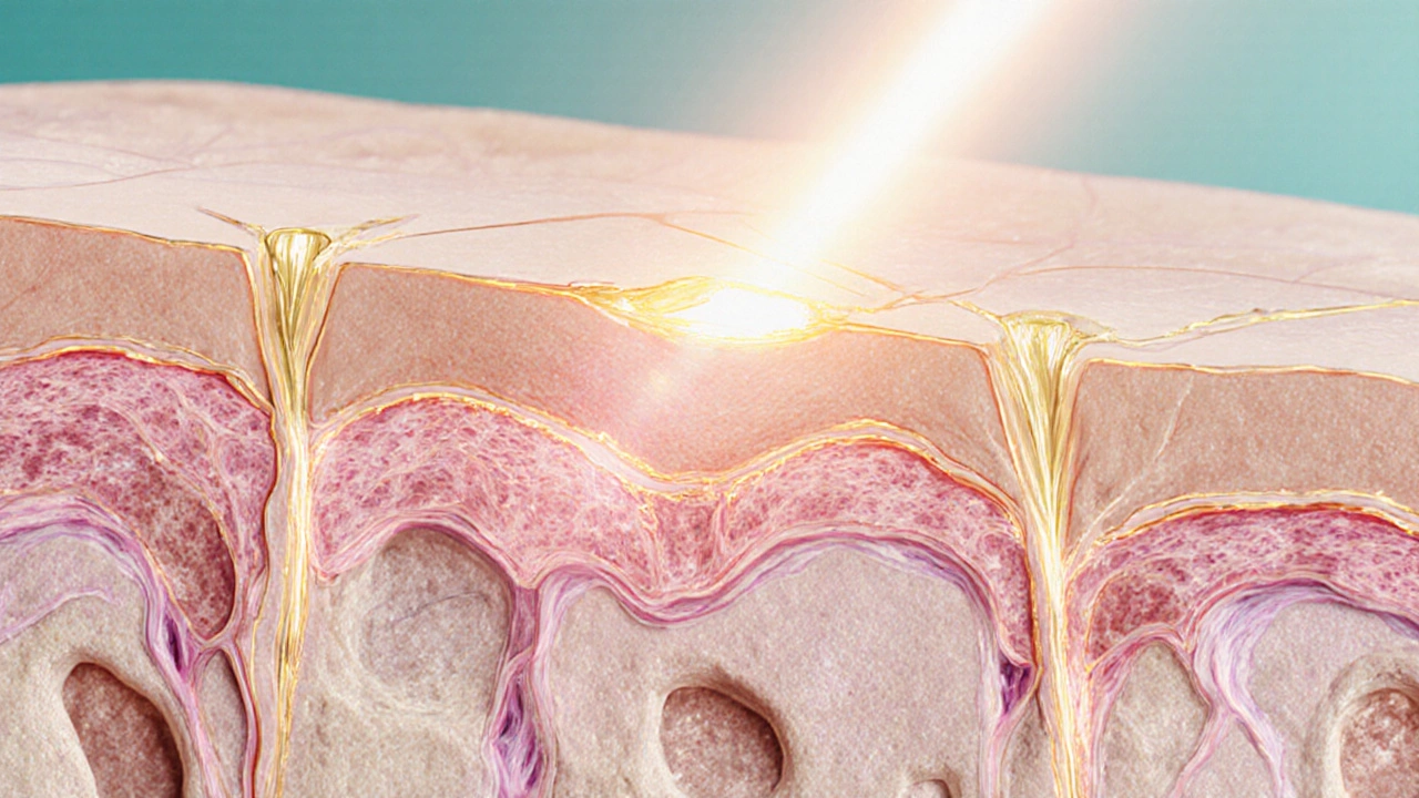 Микроскопическое изображение восстановления кожи: коллаген и эластин восстанавливают структуру