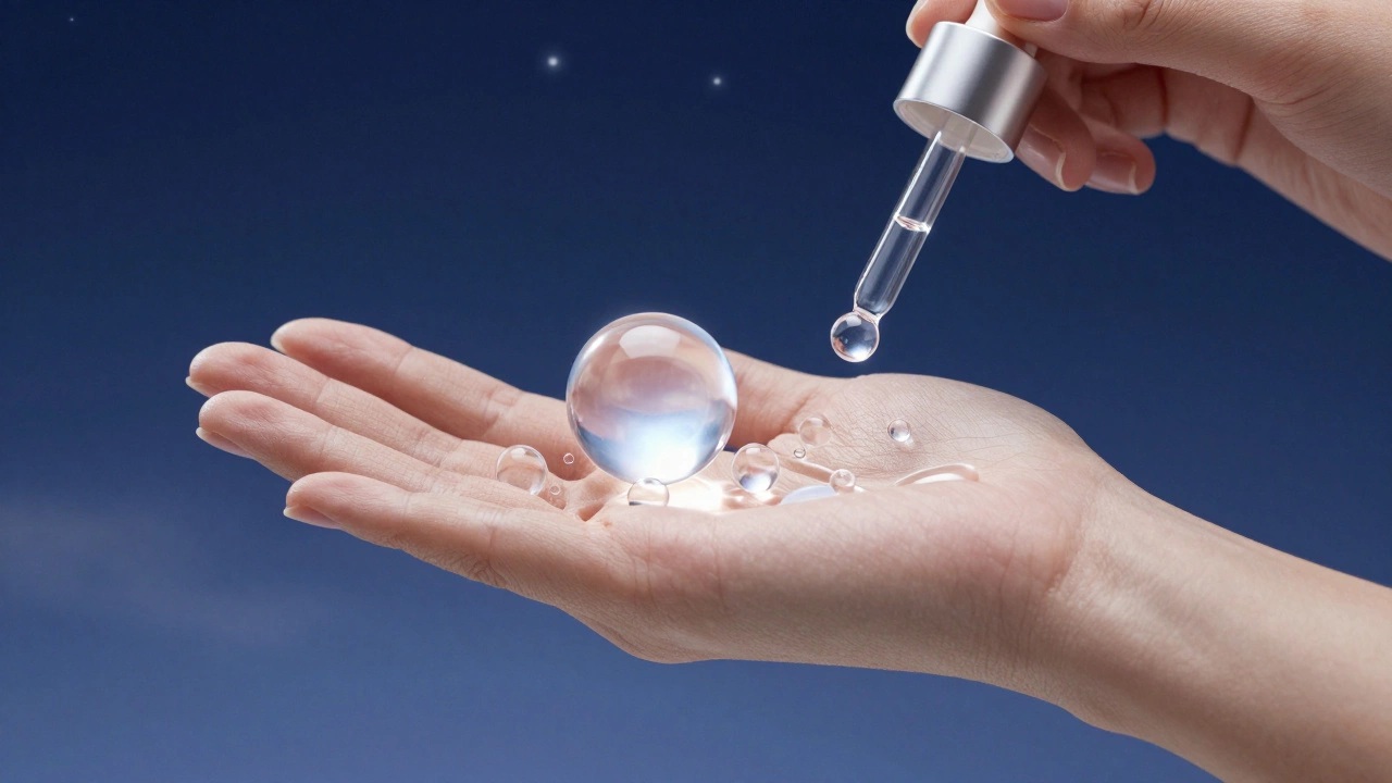 Сыворотка с гиалуроновой кислотой разных молекулярных размеров, проникающая в кожу.