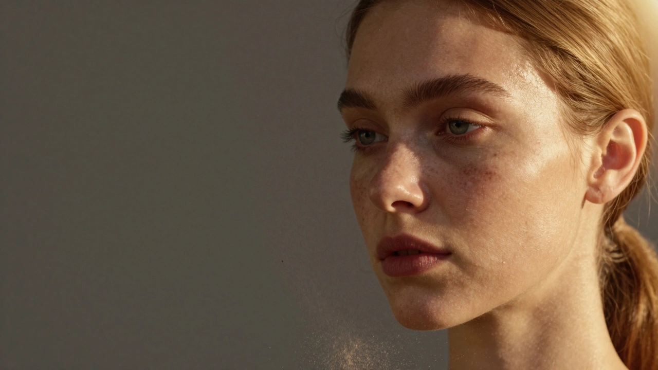 Сравнение темных пятен постакне и восстановленной кожи после лазера.