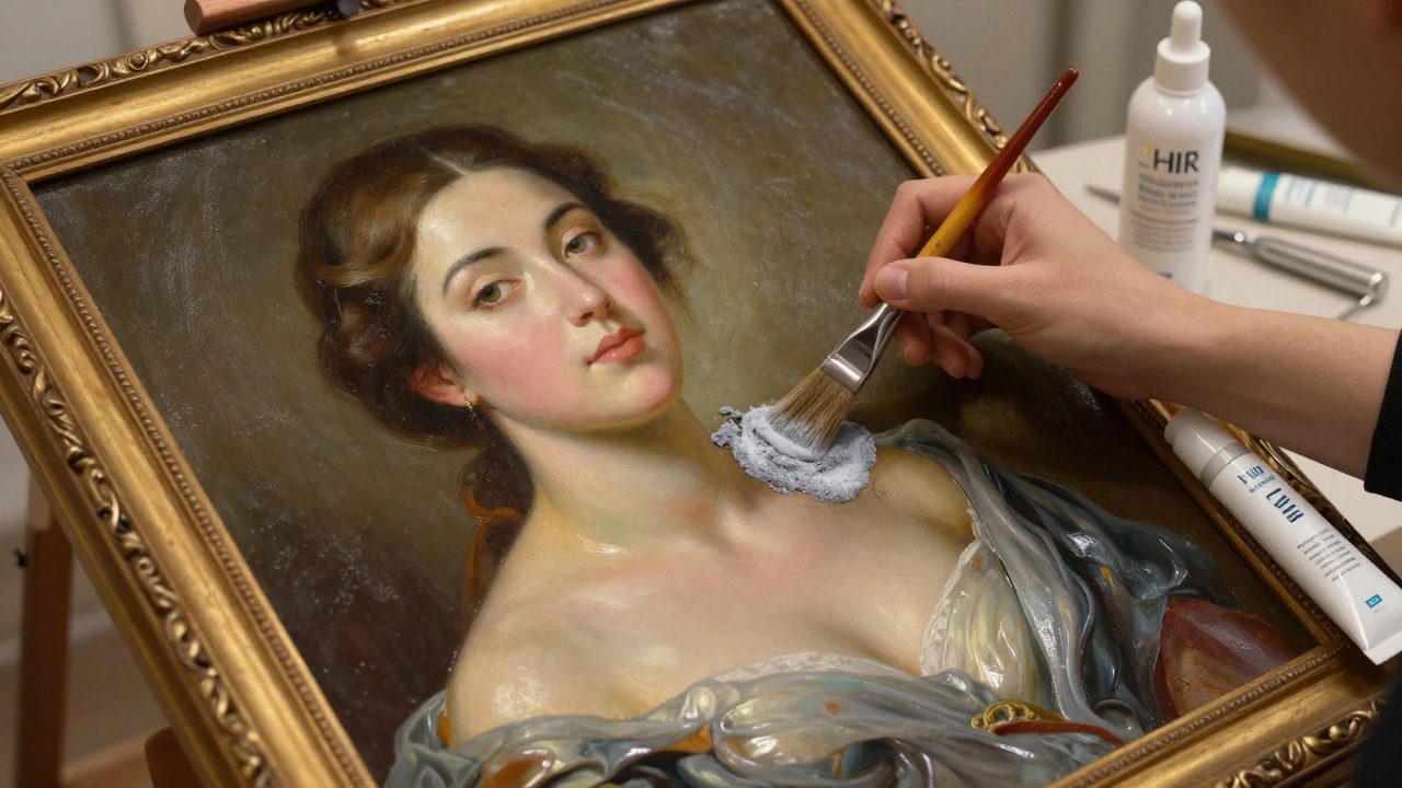 Концептуальное сравнение обновления кожи с реставрацией старинной картины