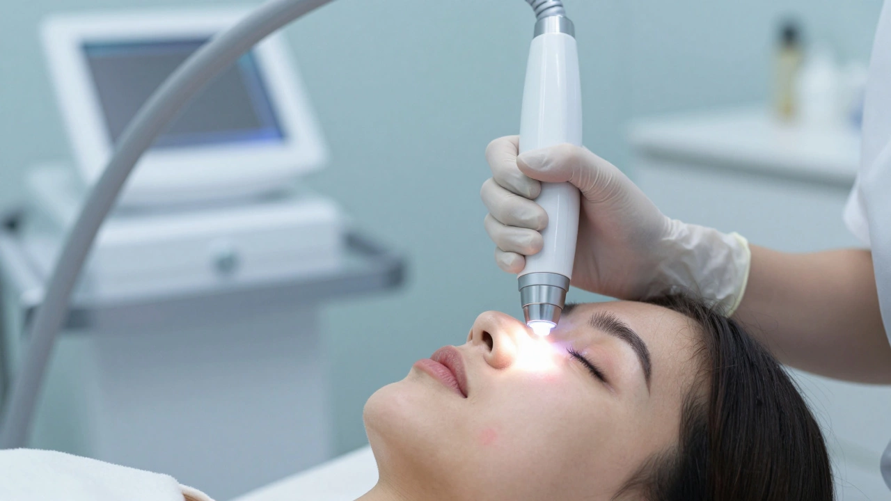 Процедура фототерапии IPL для удаления красных пятен на коже в клинике