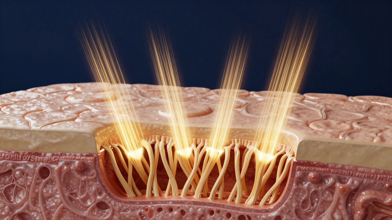 Схематичное изображение воздействия SMAS-лифтинга на глубокие слои кожи